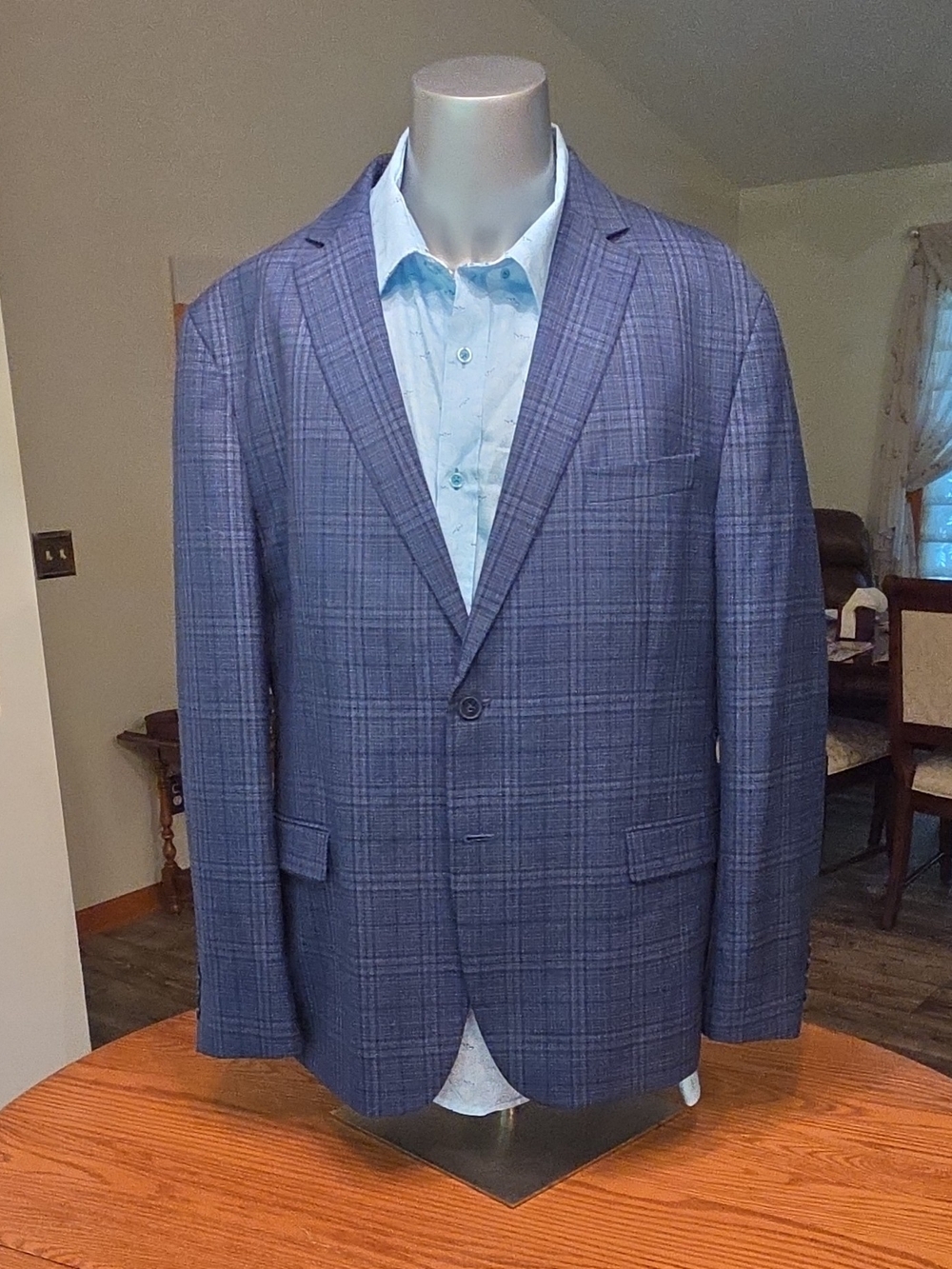 Michael Kors Navy Plaid Sport Coat Size 46 R.
